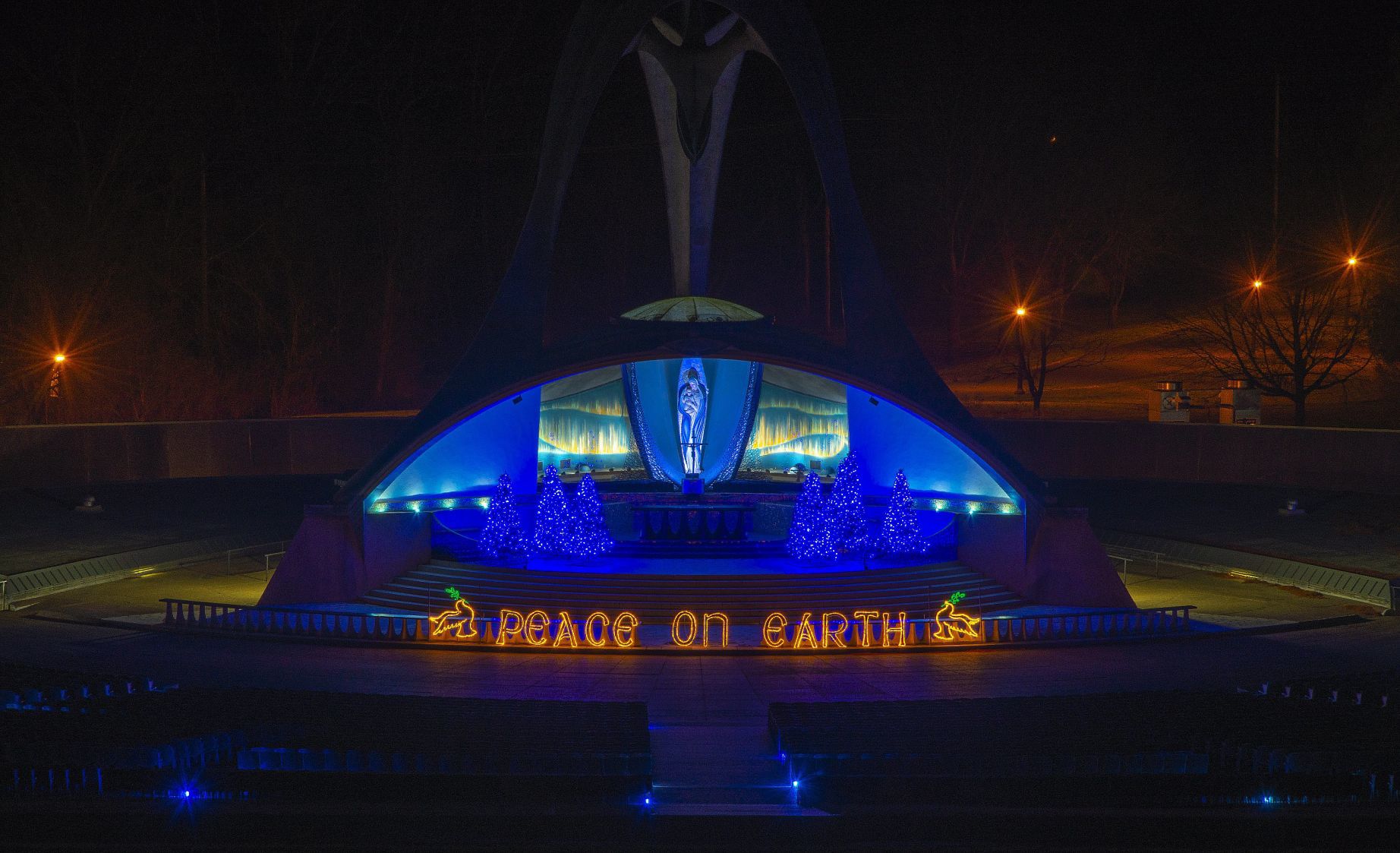 Way of Lights holiday light display at the National Shrine of Our Lady of the Snows